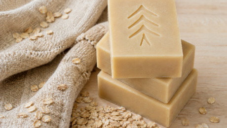 Handcrafted fragrance free skincare soap made with goat milk and oatmeal